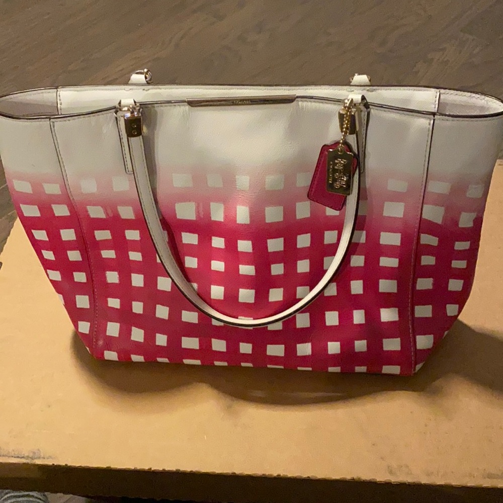 Pink & White Coach Tote.